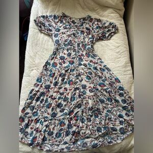 Nurture Boho Floral Button Front Tiered Dress Cottagecore
